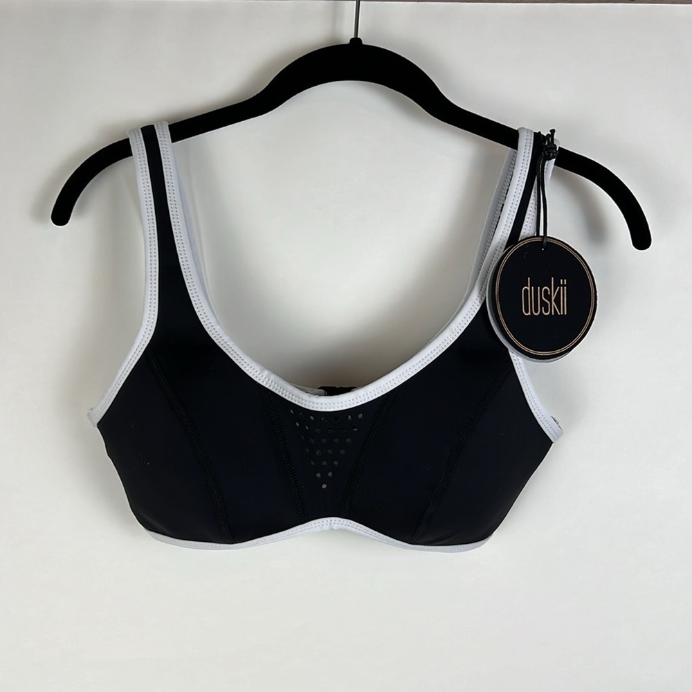 NWT Duskii Black La Kasbah Crop Bikini Top Black Medium Perforated Neoprene - Picture 3 of 11
